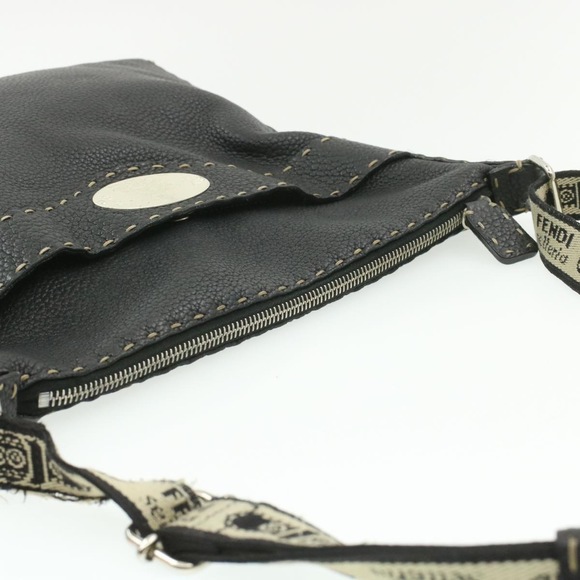 FENDI Shoulder Bag Leather Black Auth rd1013 - Picture 6 of 16